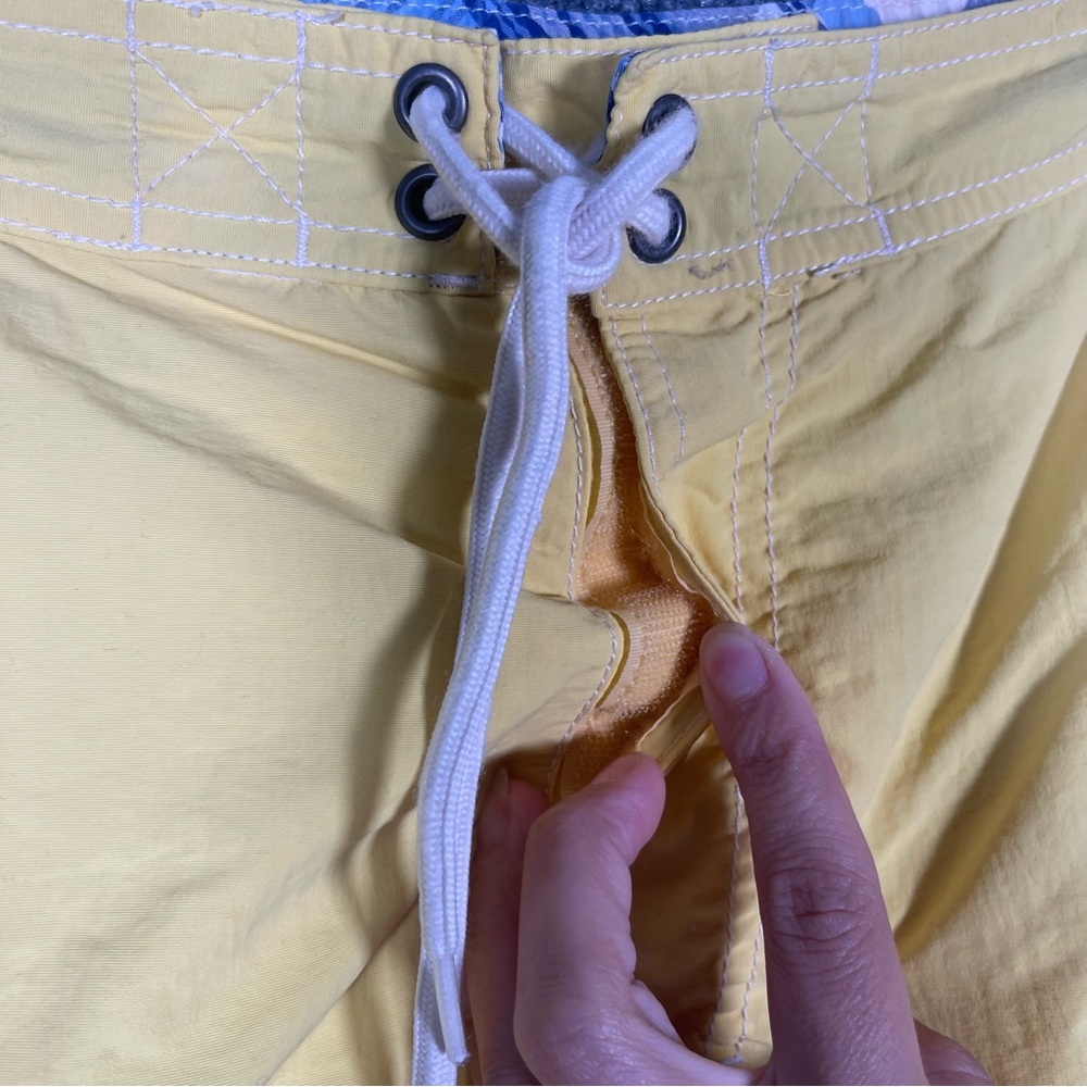 Polo Ralph Lauren Mens XL Yellow Lined Cargo Tie Swim Trunks Shorts 90s Y2K Pony - Picture 7 of 10
